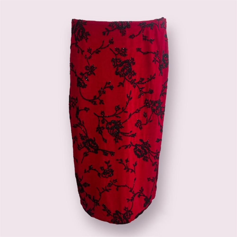 william b vintage beaded floral midi skirt